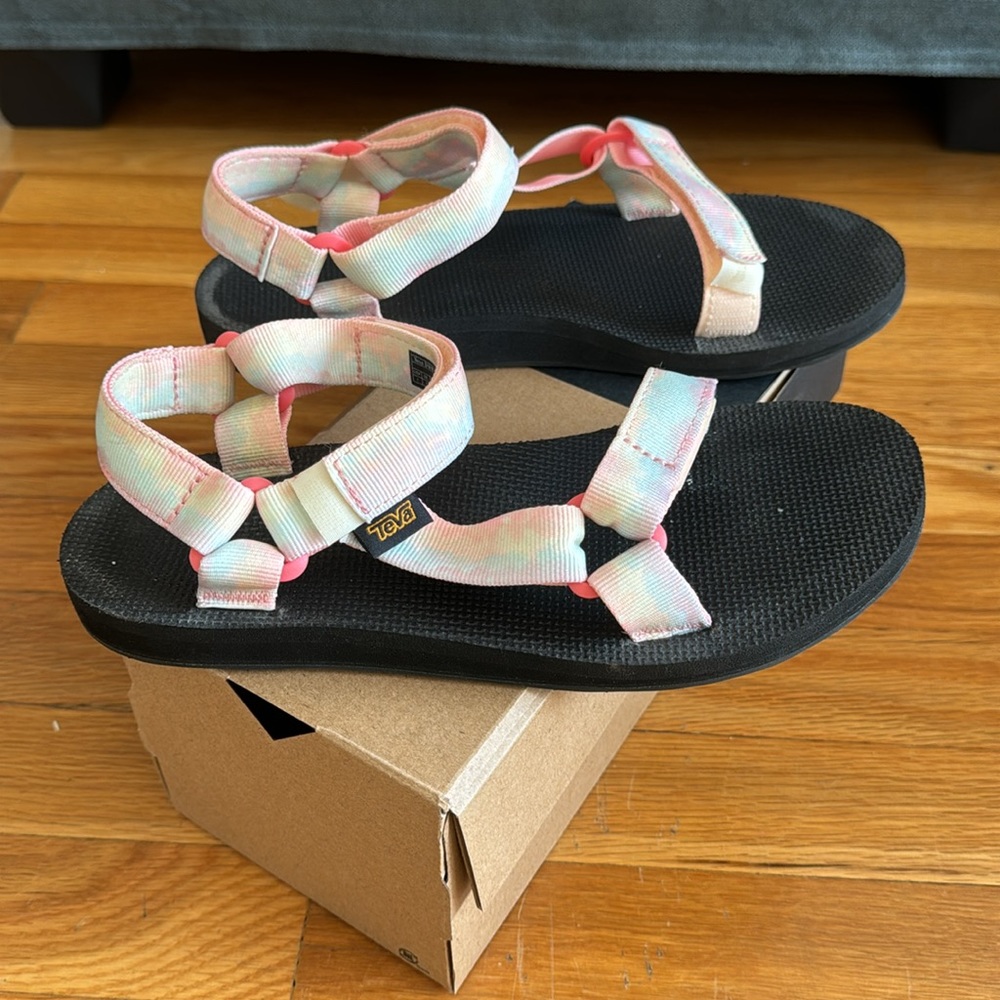 Teva Women's Original Universal Tie-Dye Casual Sandals (Sorbet Lemon) Size 9 - Picture 3 of 6